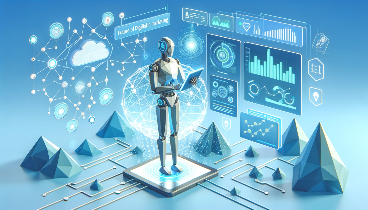 Discover the Trends Redefining the Future of Digitalization Marketing! low poly art style image representing the concept of Future of Digitalization in Marketing