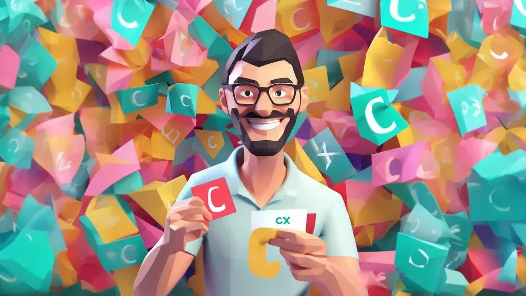 Happy customer holding a card with the letters c x on it, representing the importance of customer loyalty and satisfaction.