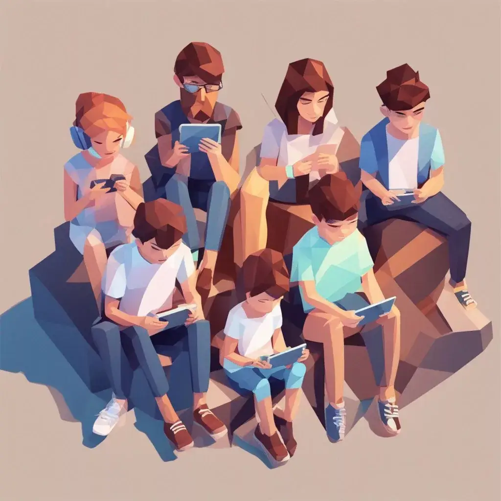 A group of Generation Alpha kids using digital devices