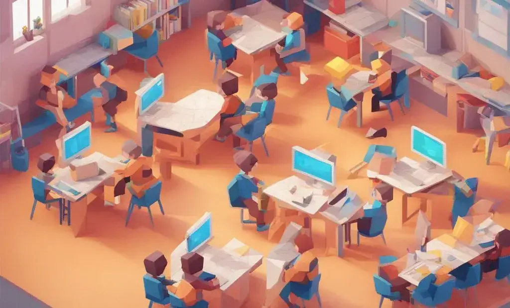 A classroom of Generation Alpha kids learning with the help of digital tools