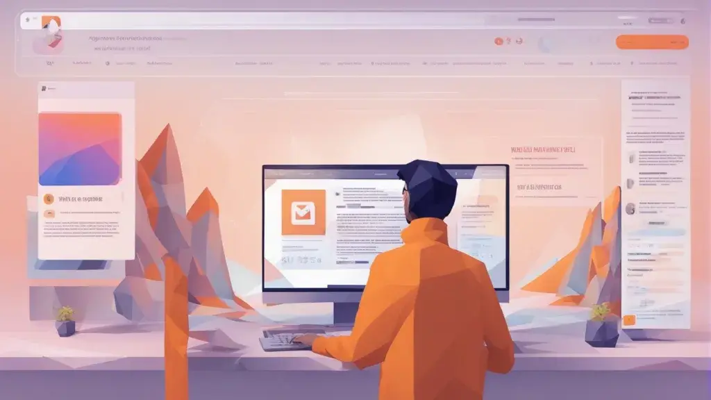 person looking at a computer screen with a website on it