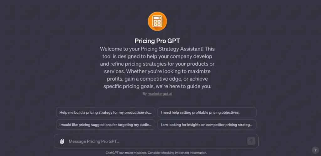 Pricing Pro Custom GPT