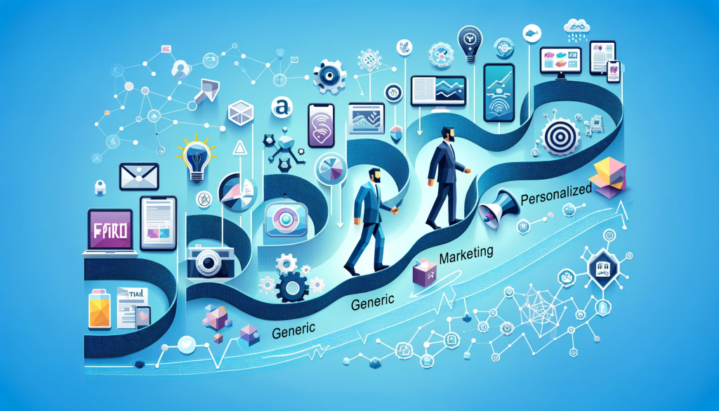 Timeline illustration from traditional to AI-driven personalized marketing.