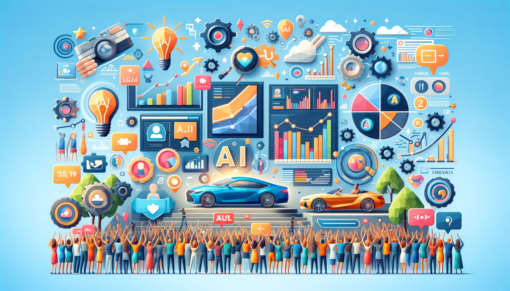 Image illustrating the success of AI-driven influencer marketing campaigns. Visualize a montage of successful campaign moments, with highlights