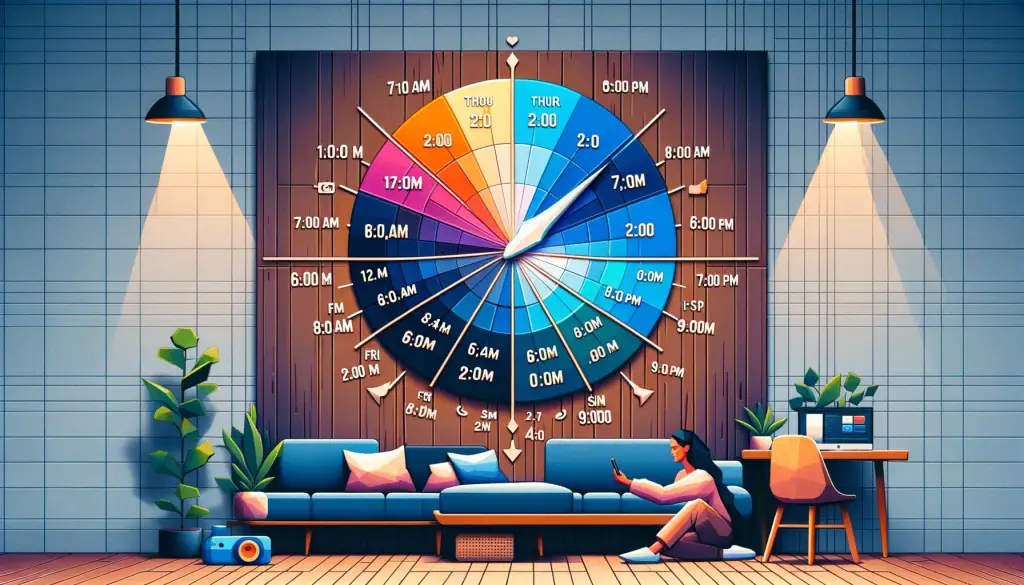 visual representation of the optimal times to share posts on Instagram for each day of the week