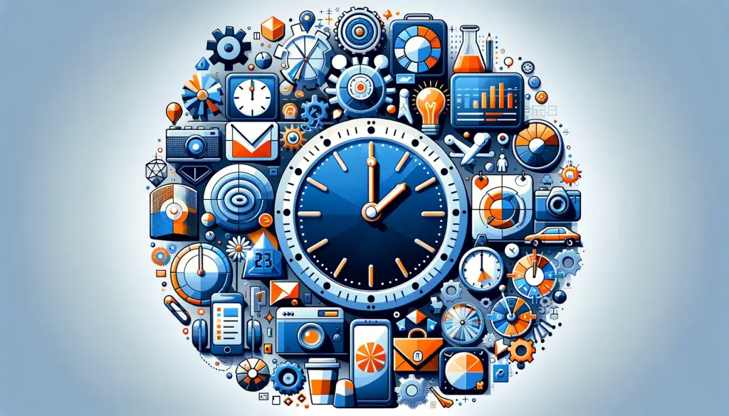 Industry-Based Posting Times on social media, showcasing different industries with clocks or time icons indicating optimal posting times