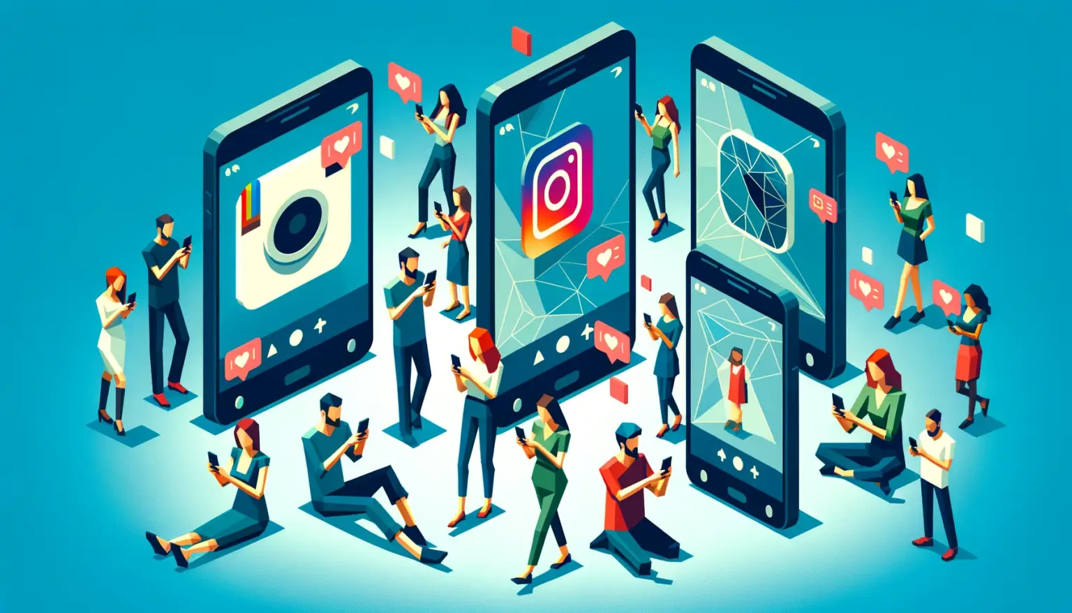 several people using Instagram on their smartphones