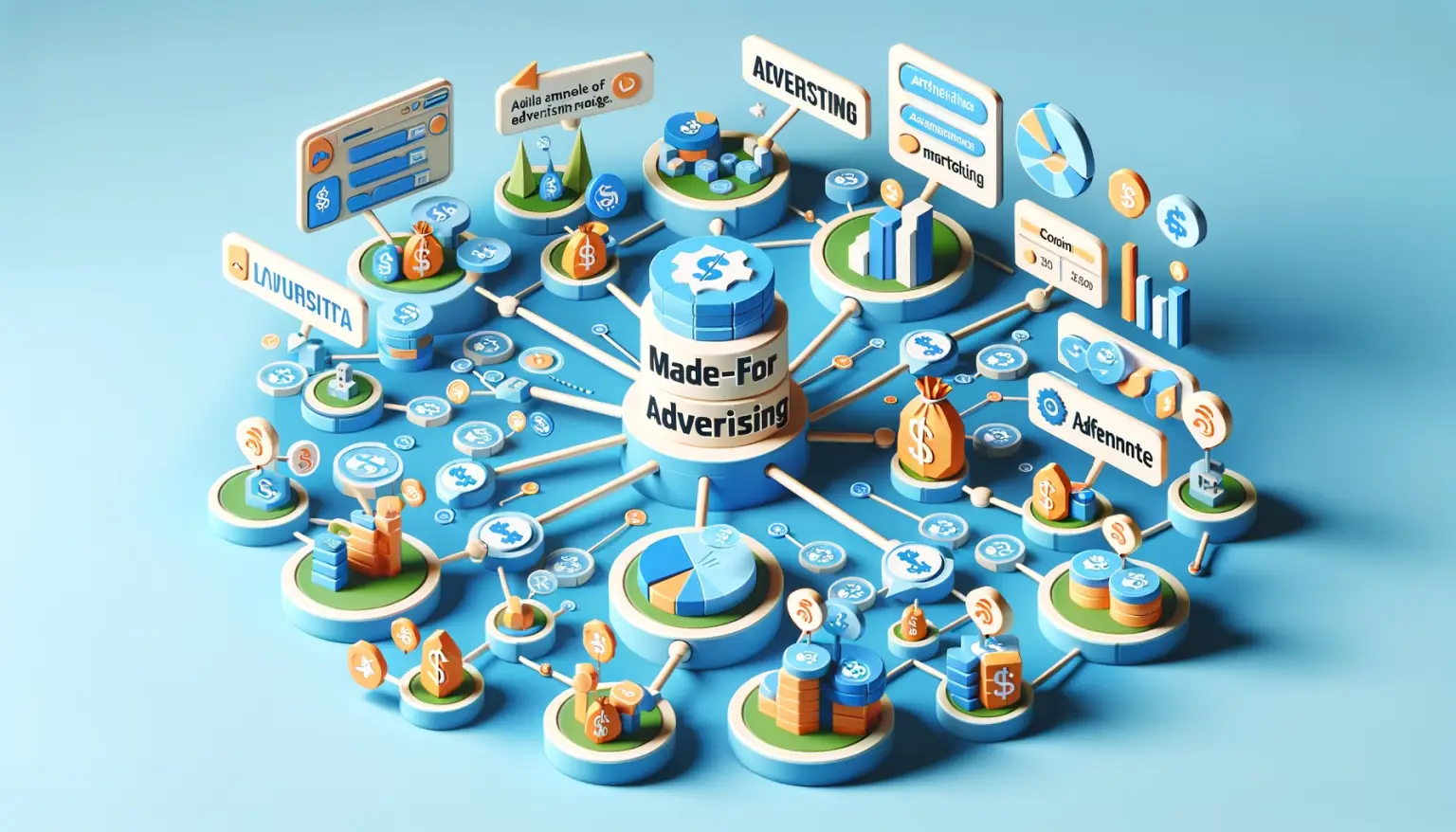 Abstract low poly art landscape depicting the evolution and future of Made-for-Advertising Sites in digital marketing.