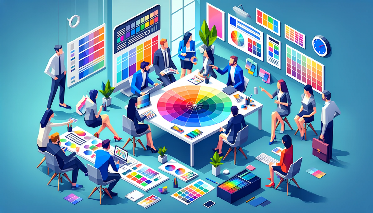 Group of people discussing Color Theory